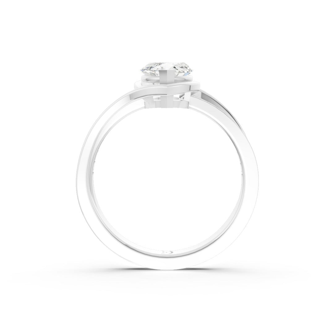 Marquise Accented Bypass Lab Diamond Engagement Ring