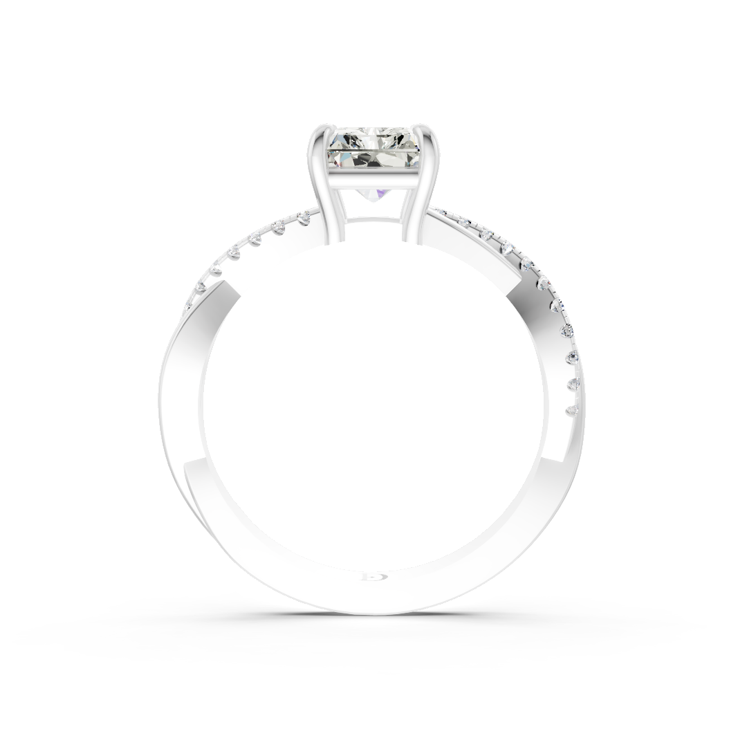 Radiant Cut Diamond Twisted Infinity Ring With Half-Pavé Shank