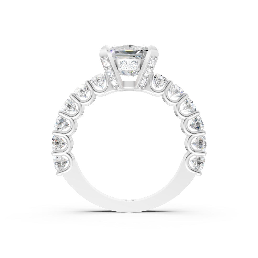 Princess Brilliant Cut Lab Grown Diamond Hidden Halo Anniversary Ring