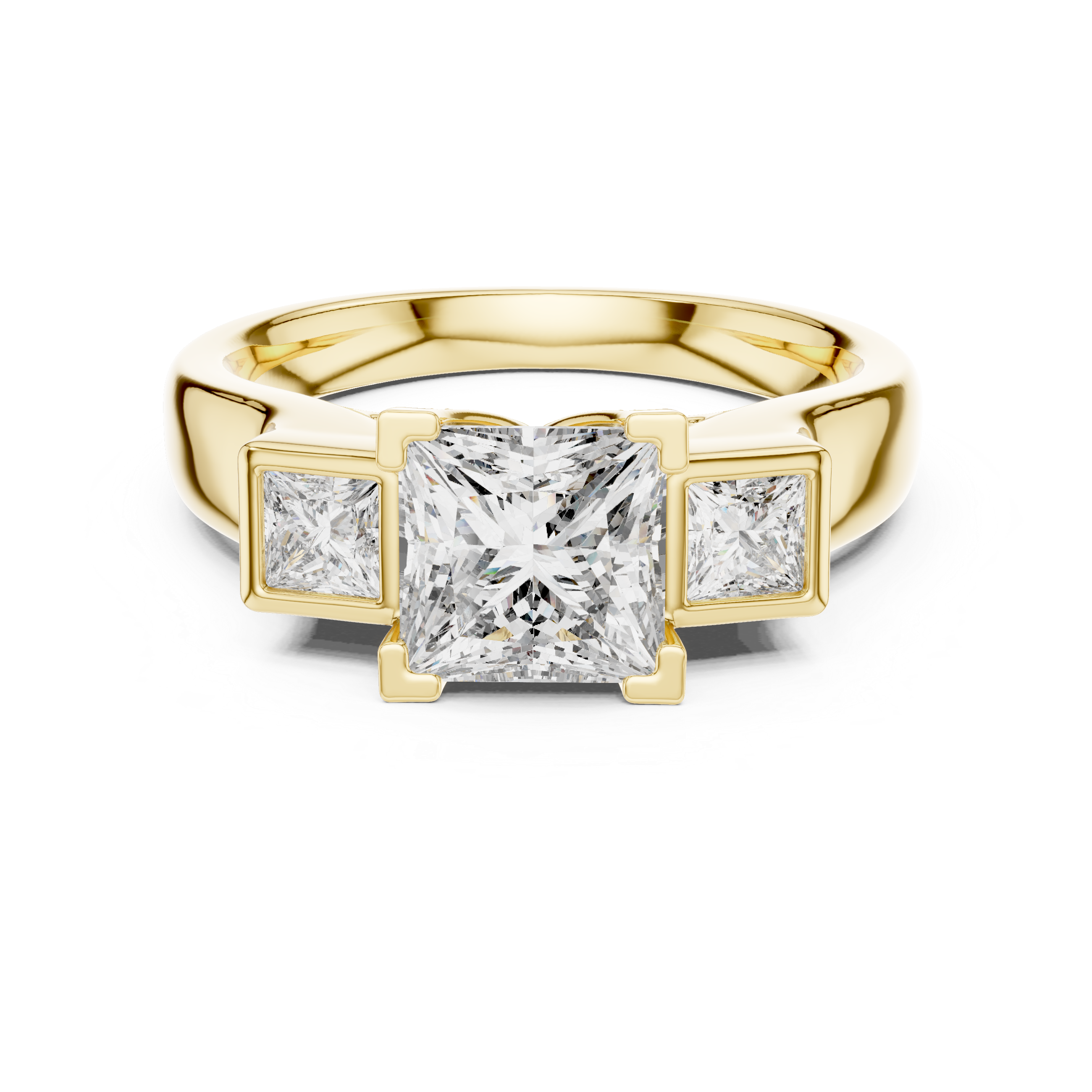 Three Stone Princess Cut Diamond Ring