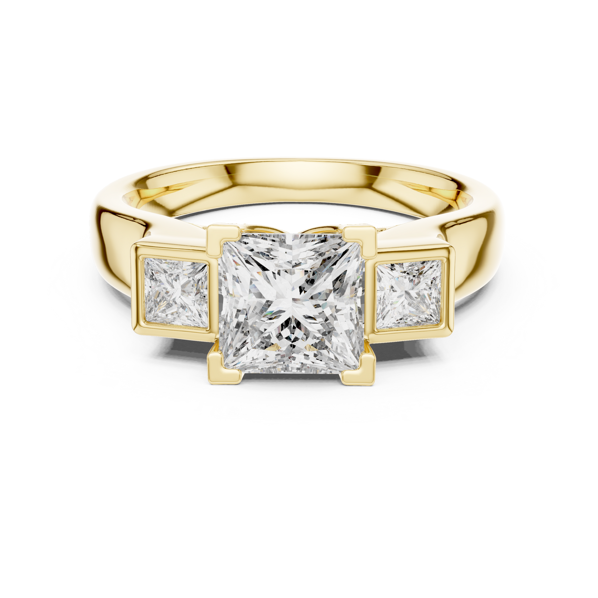 Three Stone Princess Cut Diamond Ring