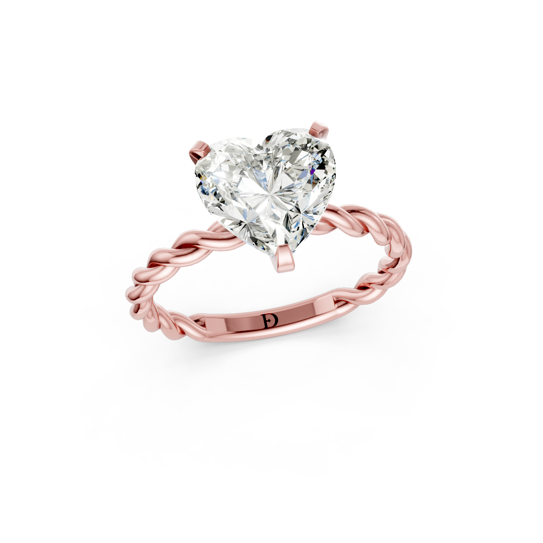 Heart Diamond Twisted Shank Ring
