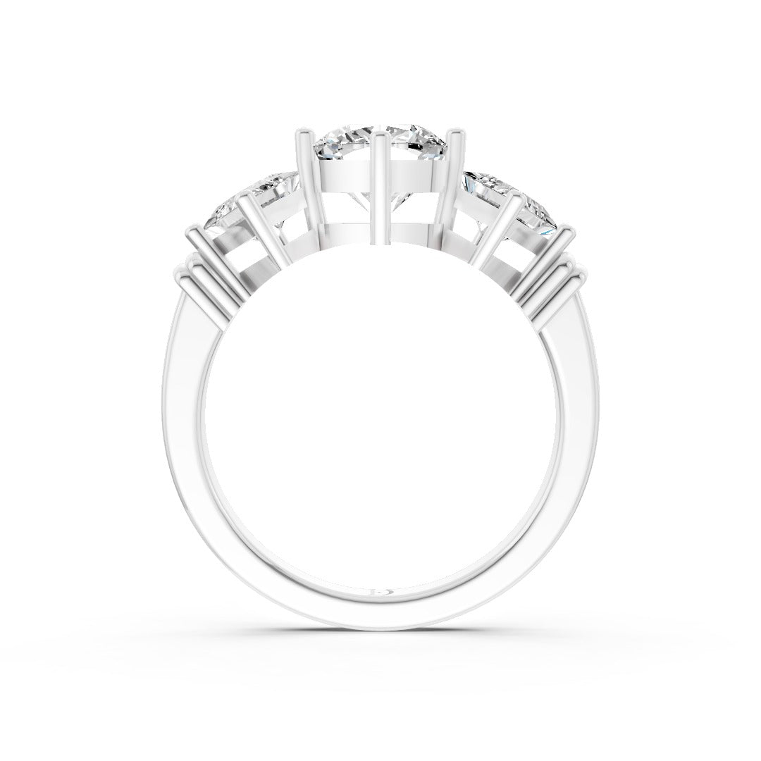 Cushion Cut and Princess Cut Diamond Three-Stone Ring