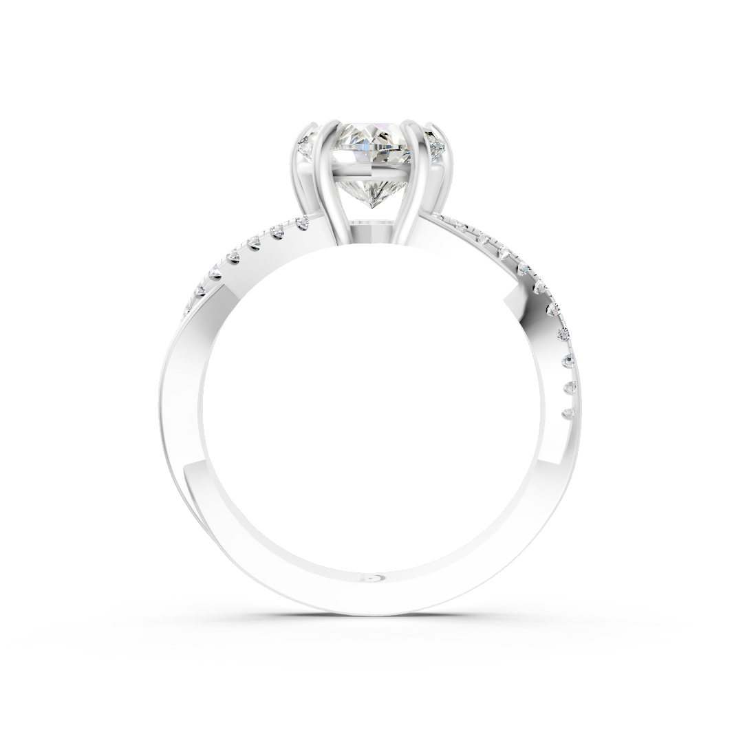 Heart Cut Diamond Twisted Infinity Ring With Half-Pavé Shank