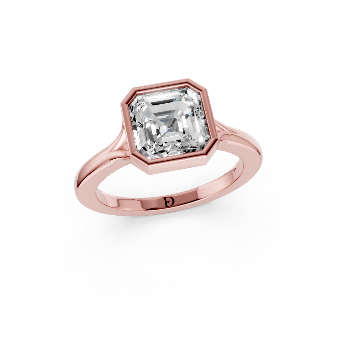 Asscher Bezel Cathedral Shank Ring