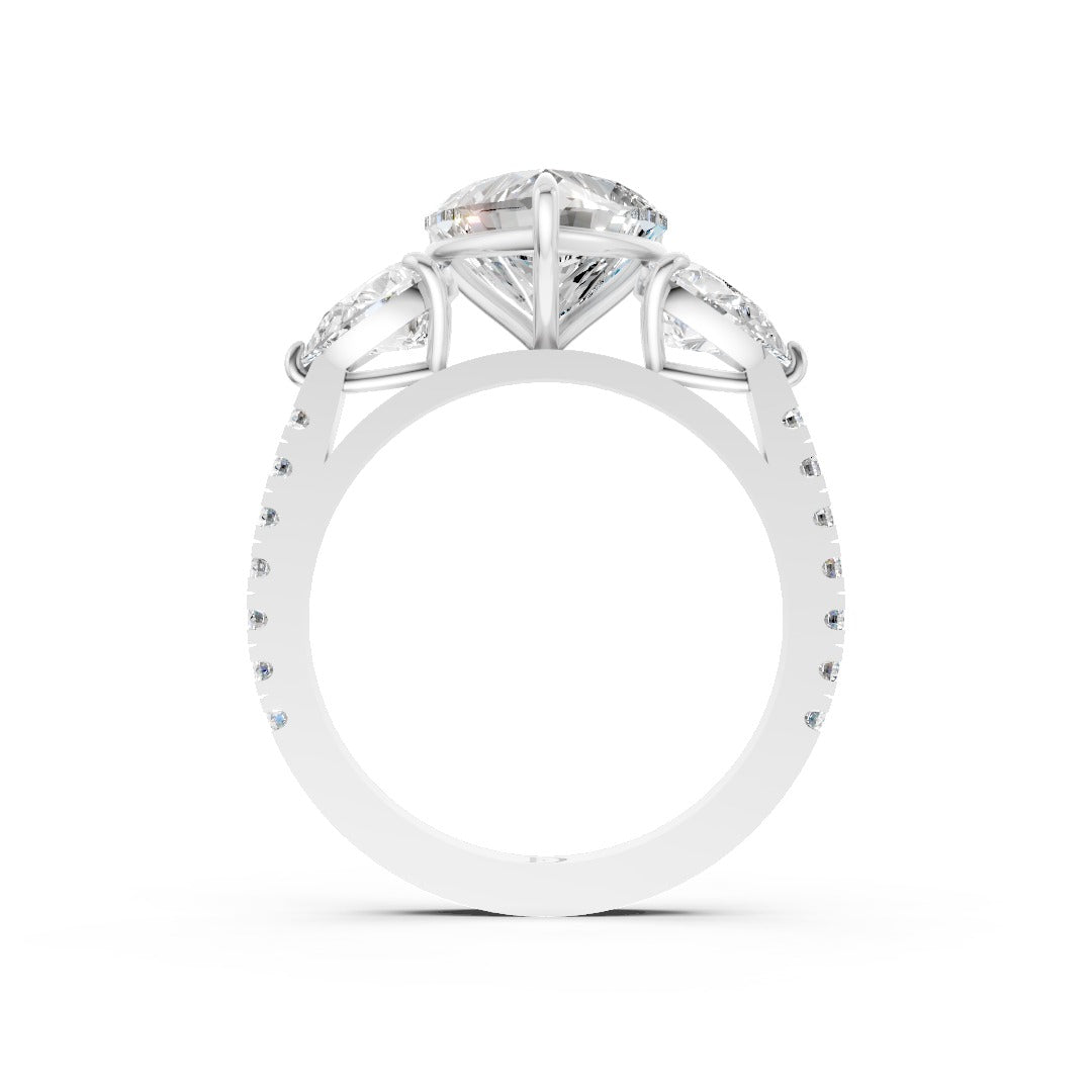 Heart Cut Lab Grown Diamond Three Stone Engagement Ring