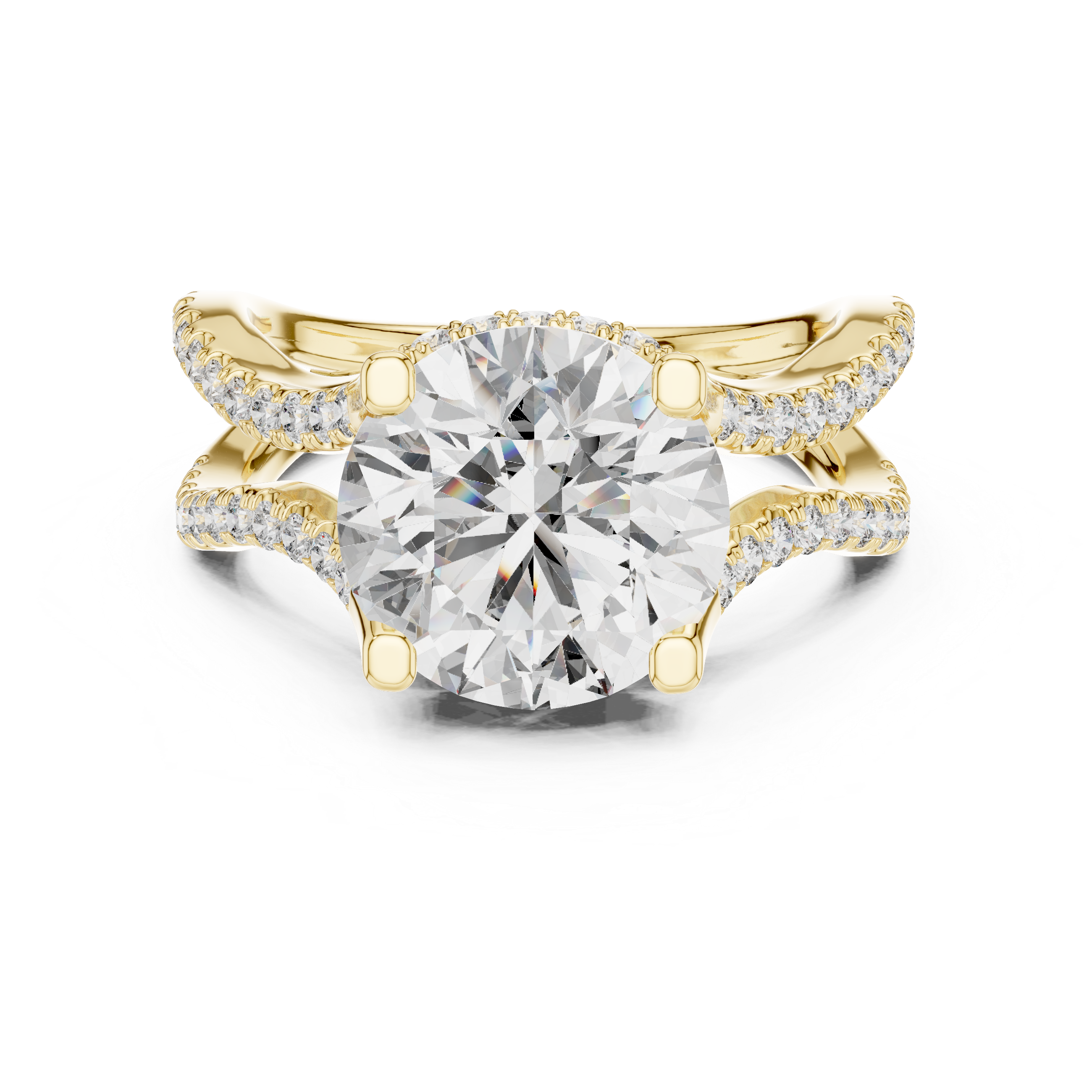 Round Diamond Split Shank Engagement Ring