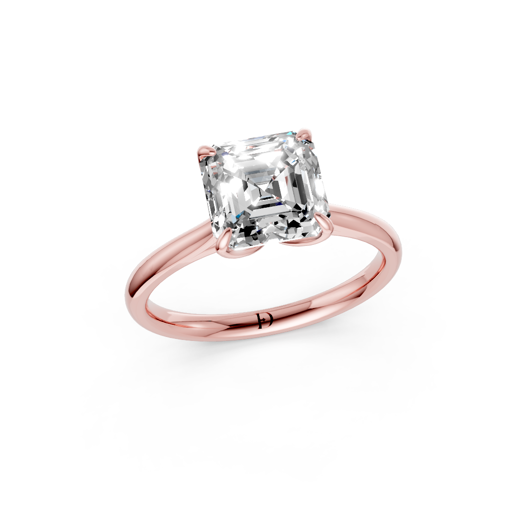 Asscher Cut Flower Prong ring