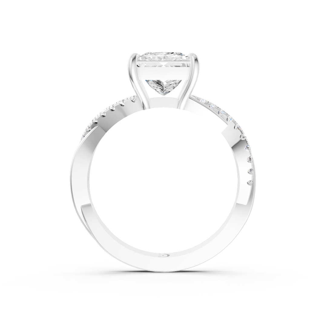 Princess Cut Diamond Twisted Infinity Ring With Half-Pavé Shank