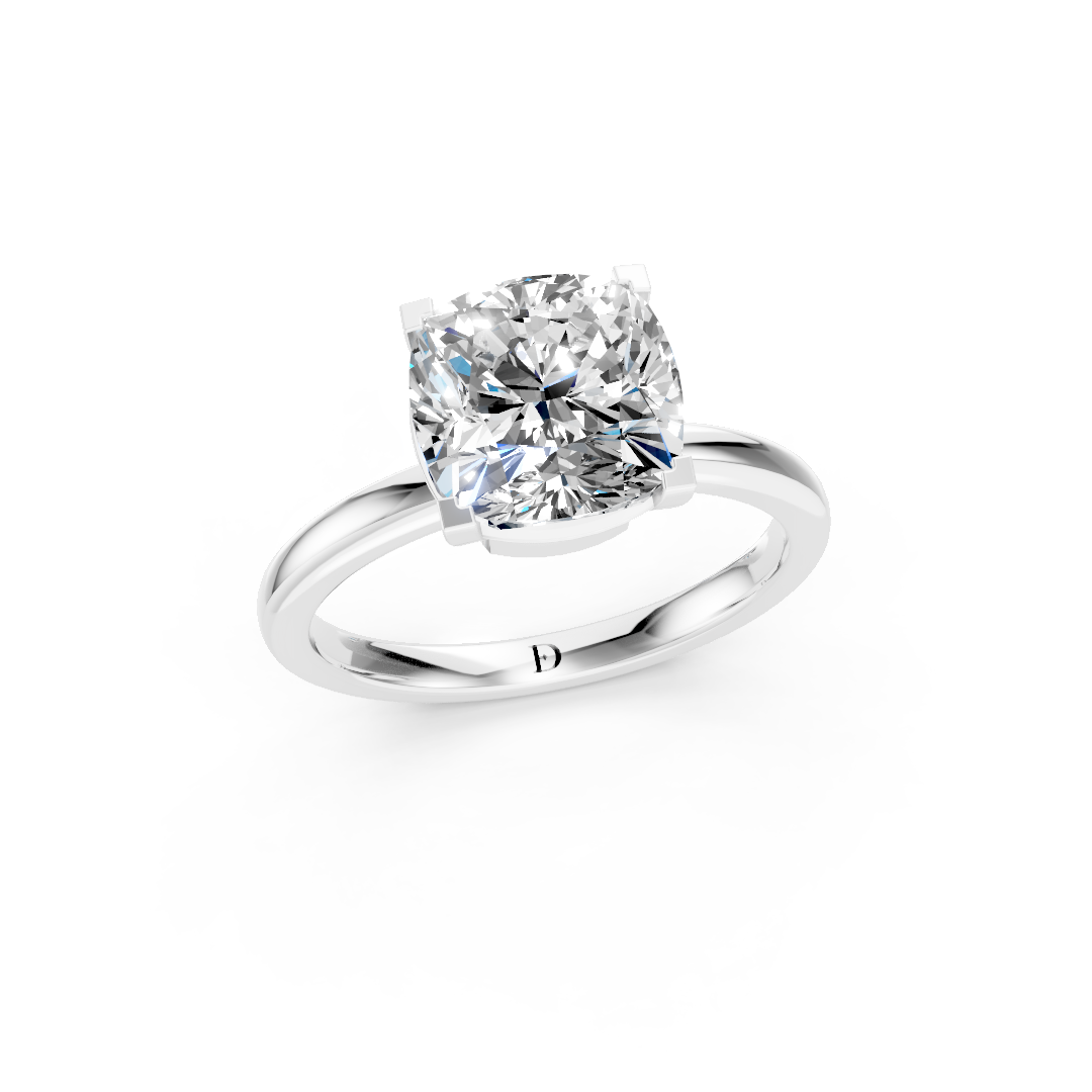Cushion Cut Diamond Solitaire Engagement Ring