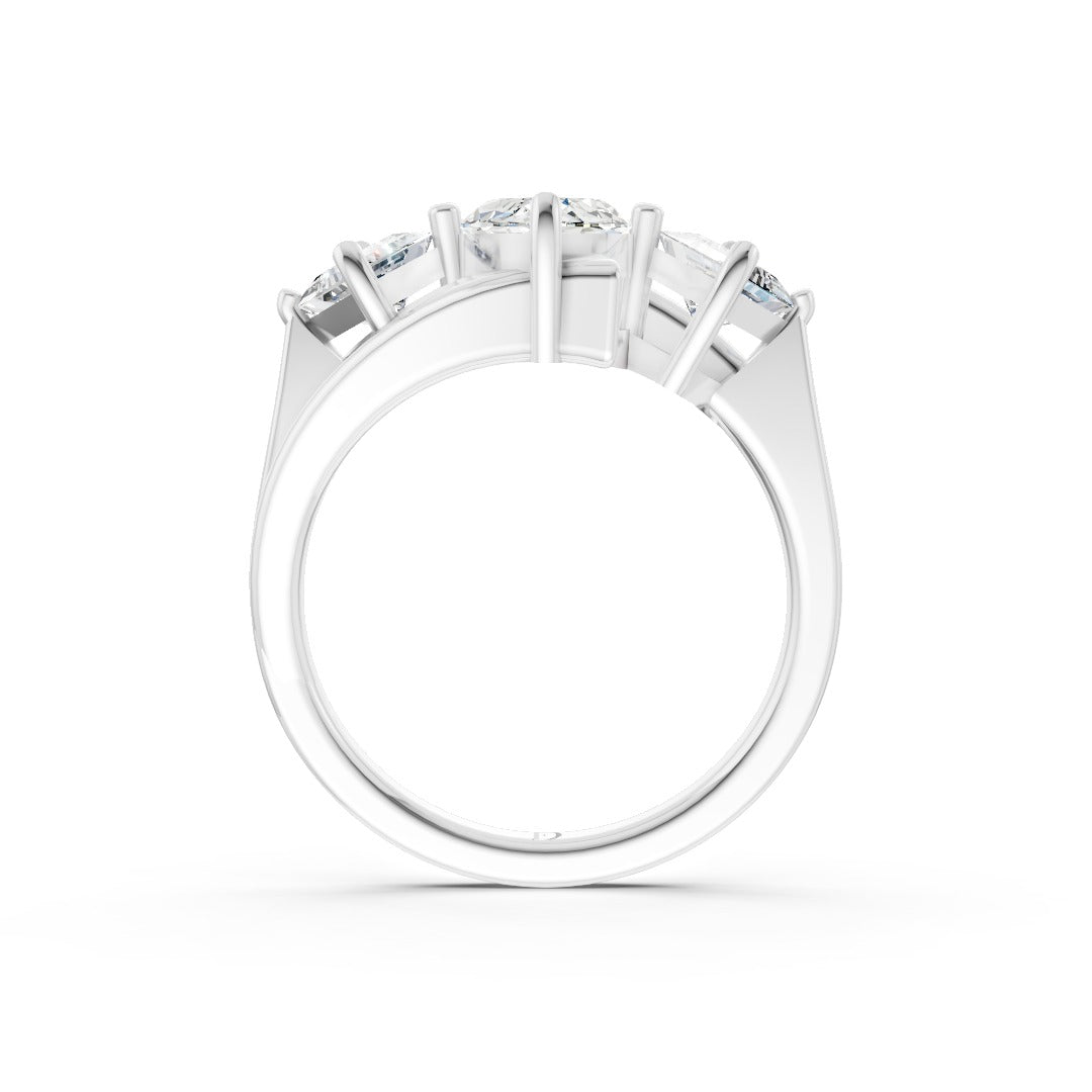Marquise and Princess Cut Diamond Three-Stone Bypass Ring