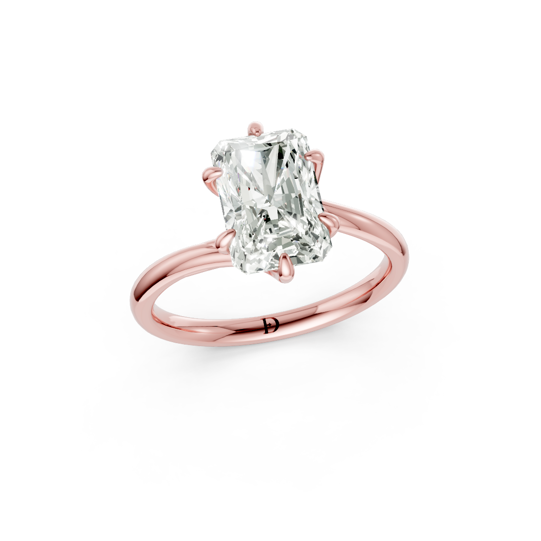Radiant Diamond Bypass Shank Solitaire Ring