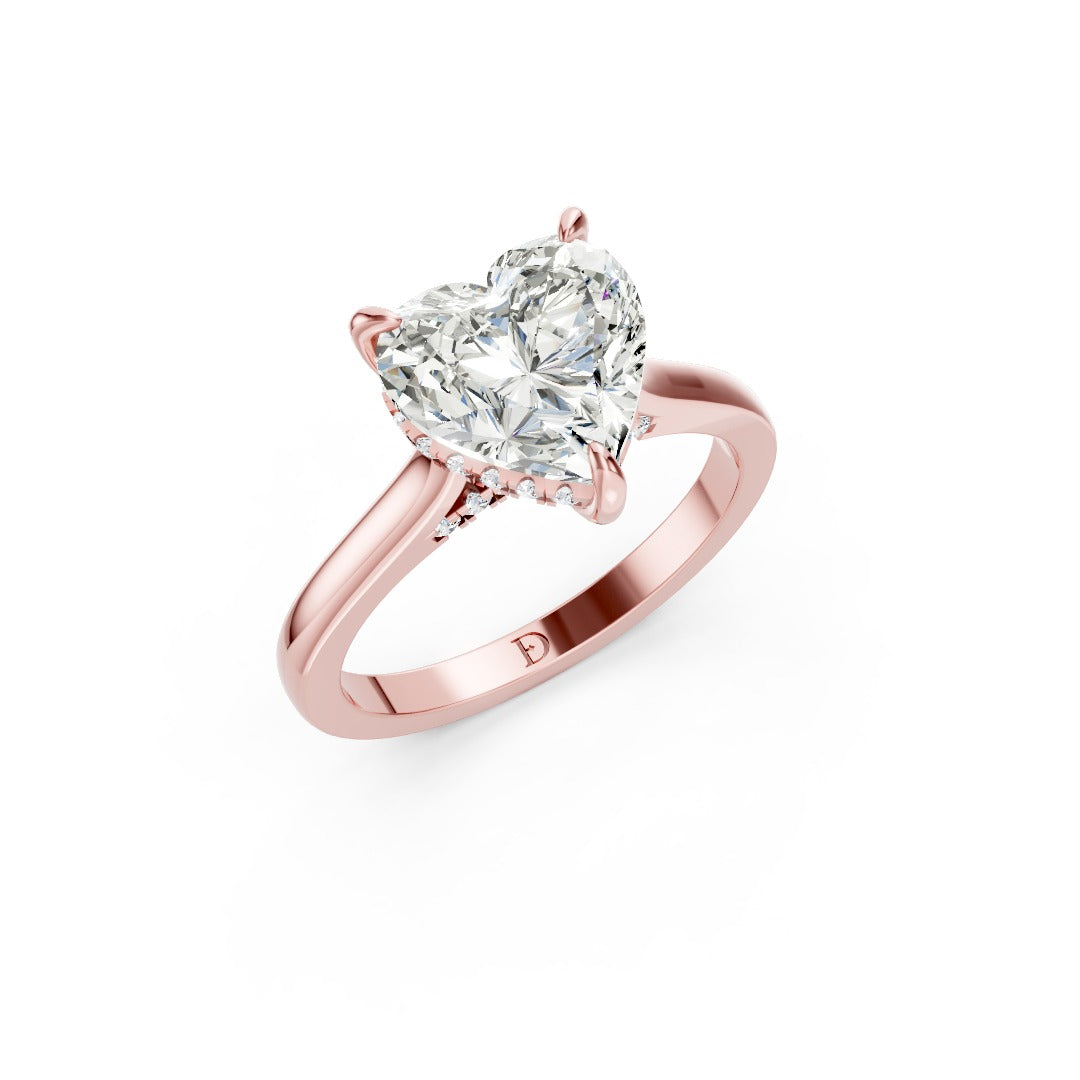 Heart Diamond Solitaire With Under-Halo & Bridge Accents