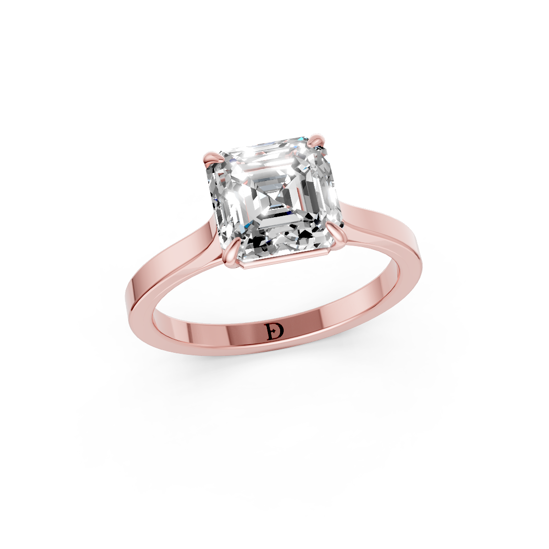 Asscher Solitaire Cathedral Shank Ring
