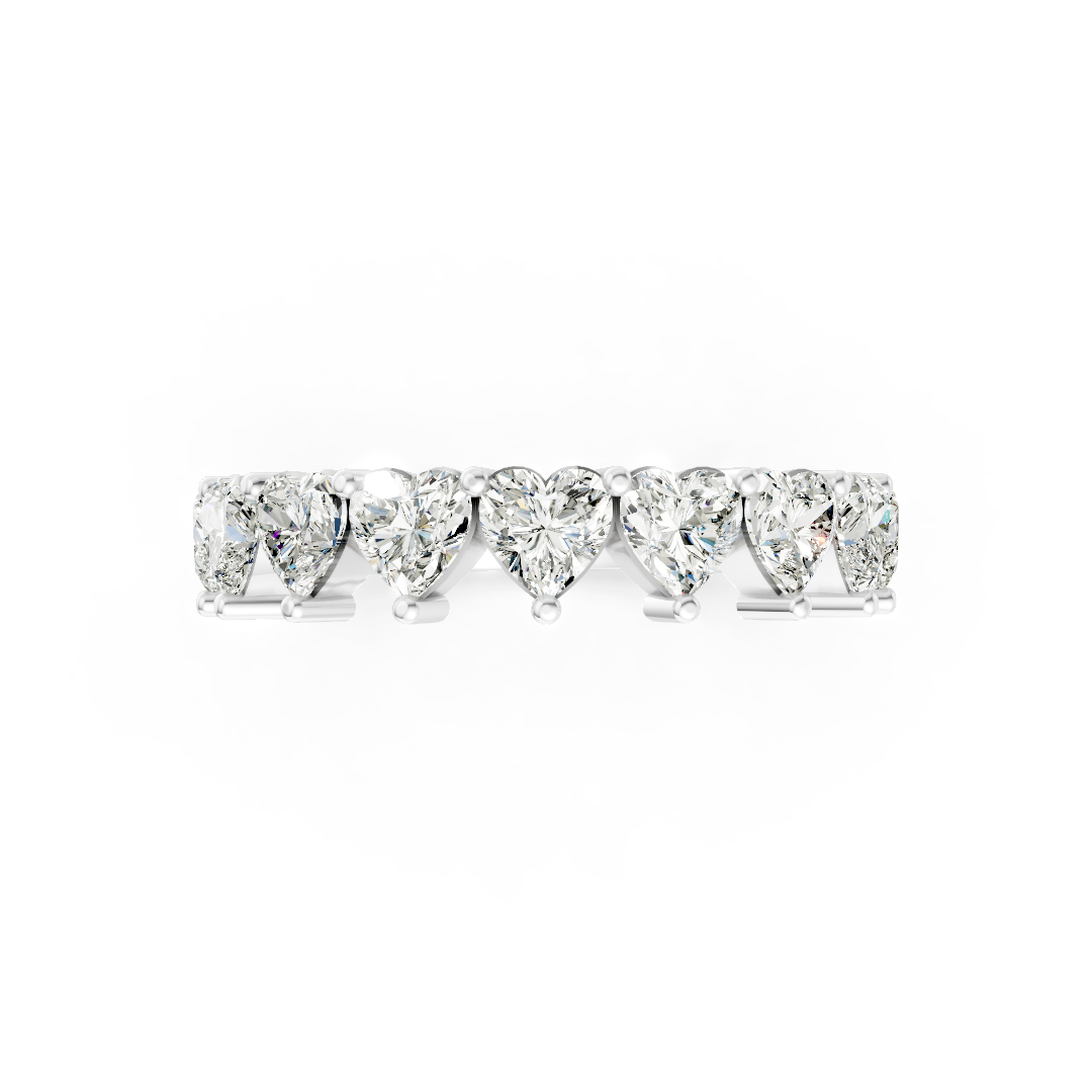 Shared Prong Heart Cut Half Eternity Band