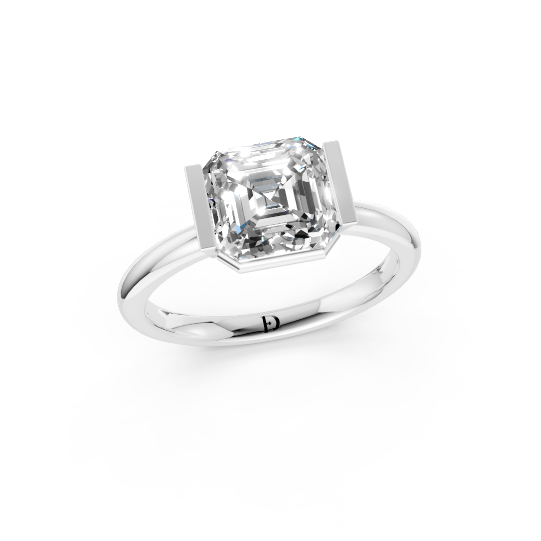 Asscher Cut Half Bezel Set Ring