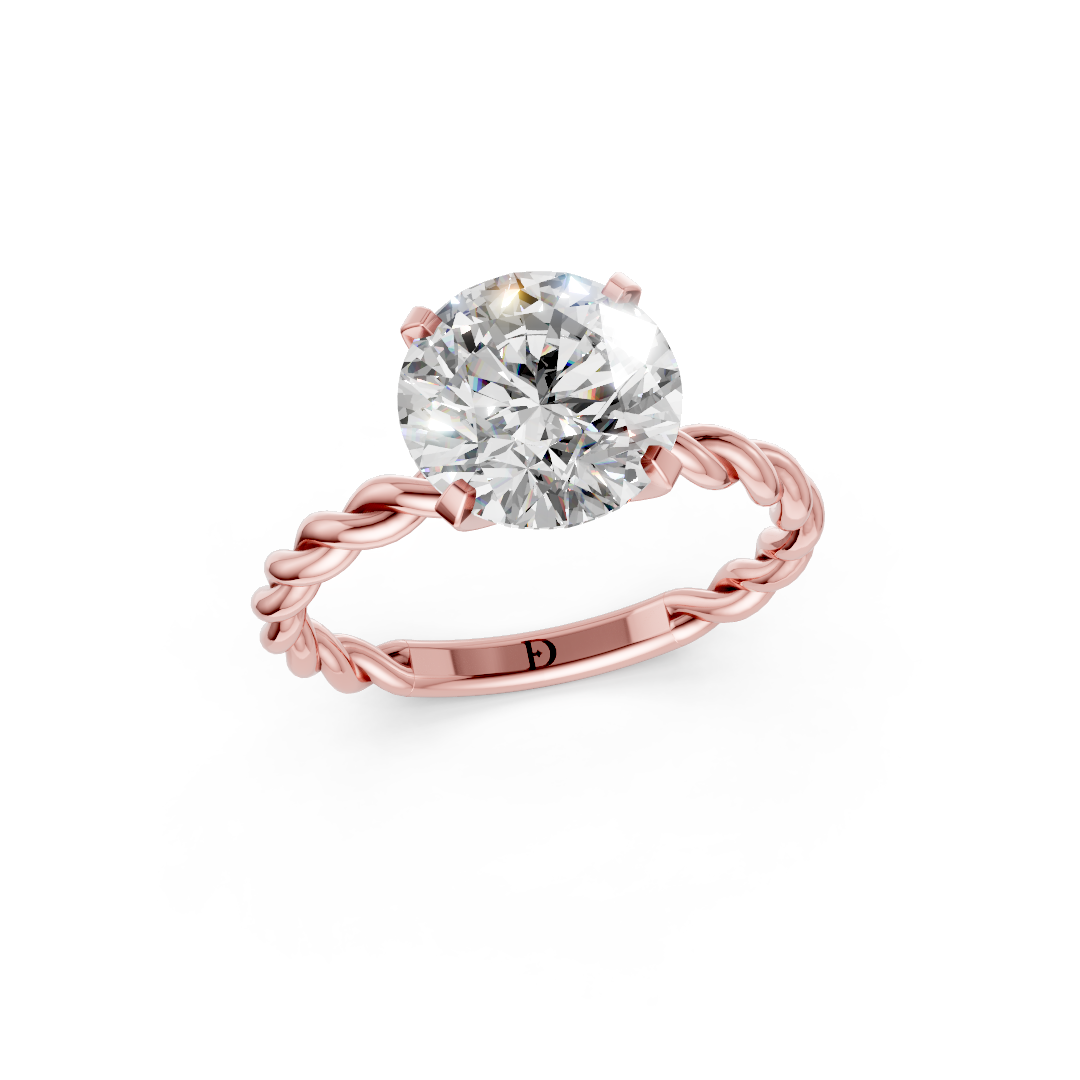 Round Diamond Twisted Shank Ring