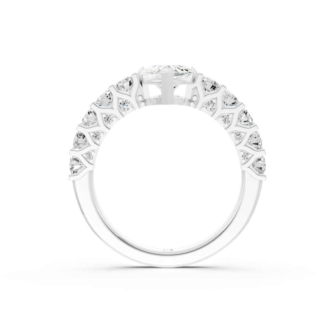 Marquise Cut Diamond With Scalloped Graduated Shank Ring