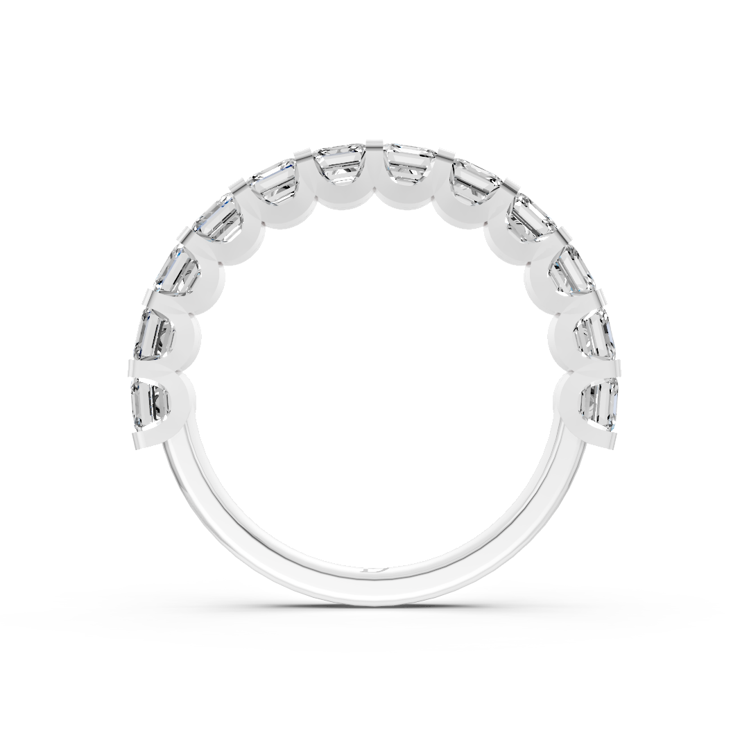Asscher Diamond U Shaped Wedding Band