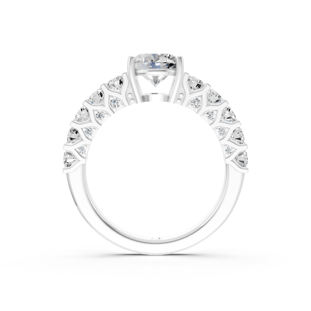 Oval Cut Diamond With Scalloped Graduated Shank Ring