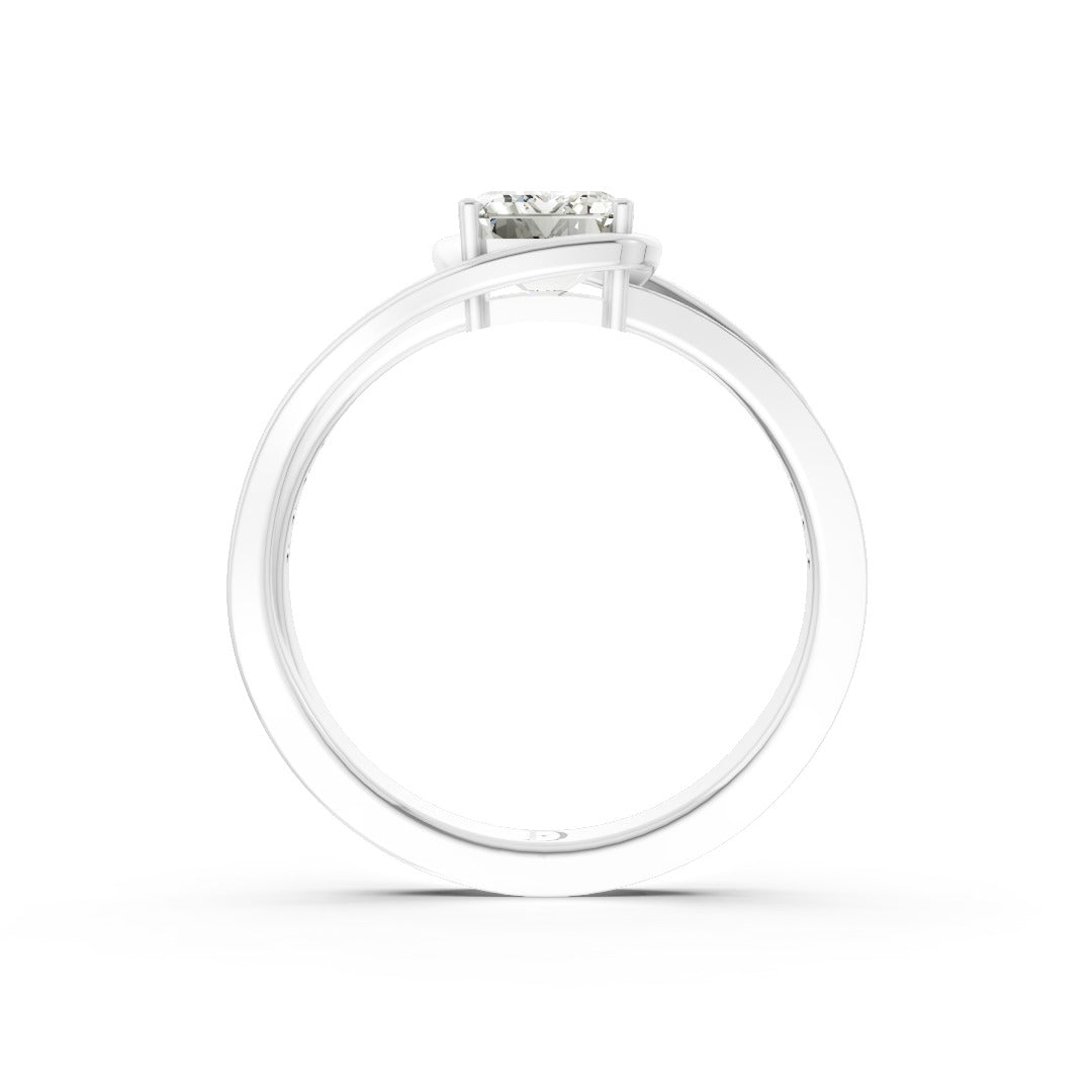 Emerald Accented Bypass Lab Diamond Engagement Ring