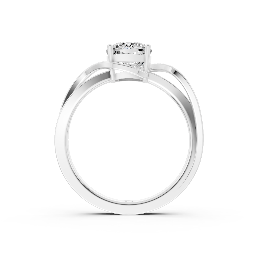 Cushion Cut Diamond Bypass With Ribbon Wrap Set Ring