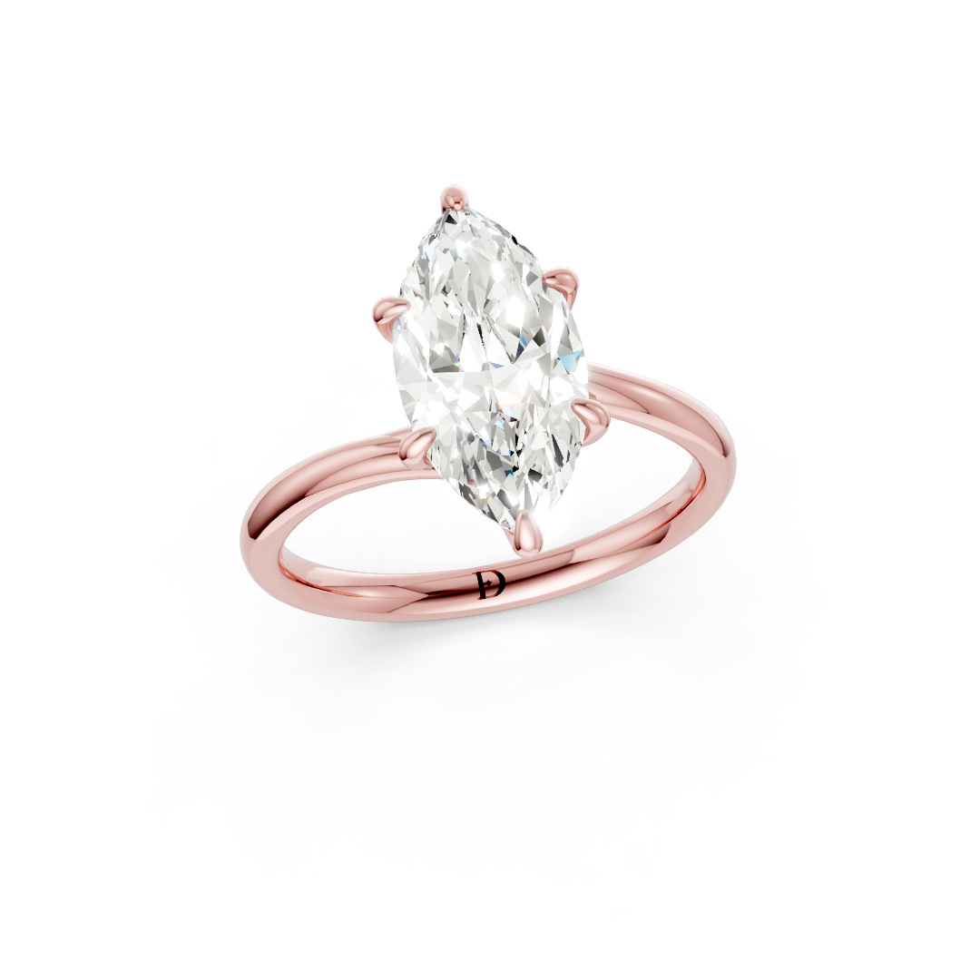 Marquise Diamond Bypass Shank Solitaire Ring