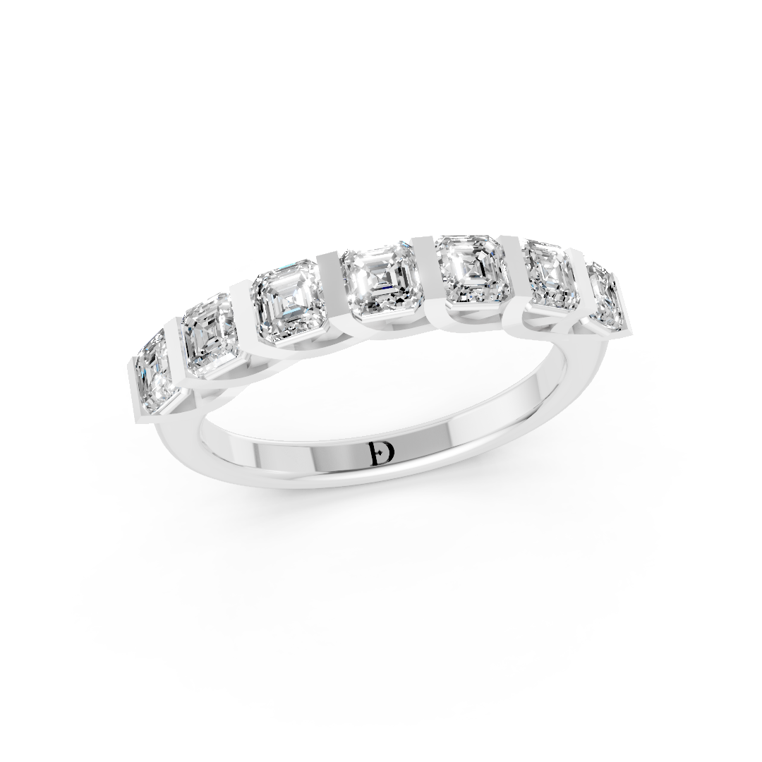 Channel Set Asscher Diamond Half Eternity Band