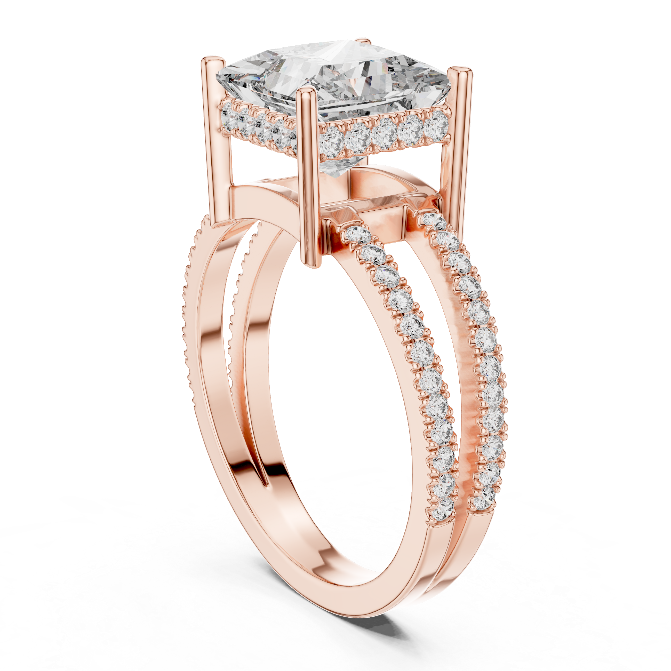 Princess Cut Lab Grown Diamond Hidden Halo Anniversary Ring