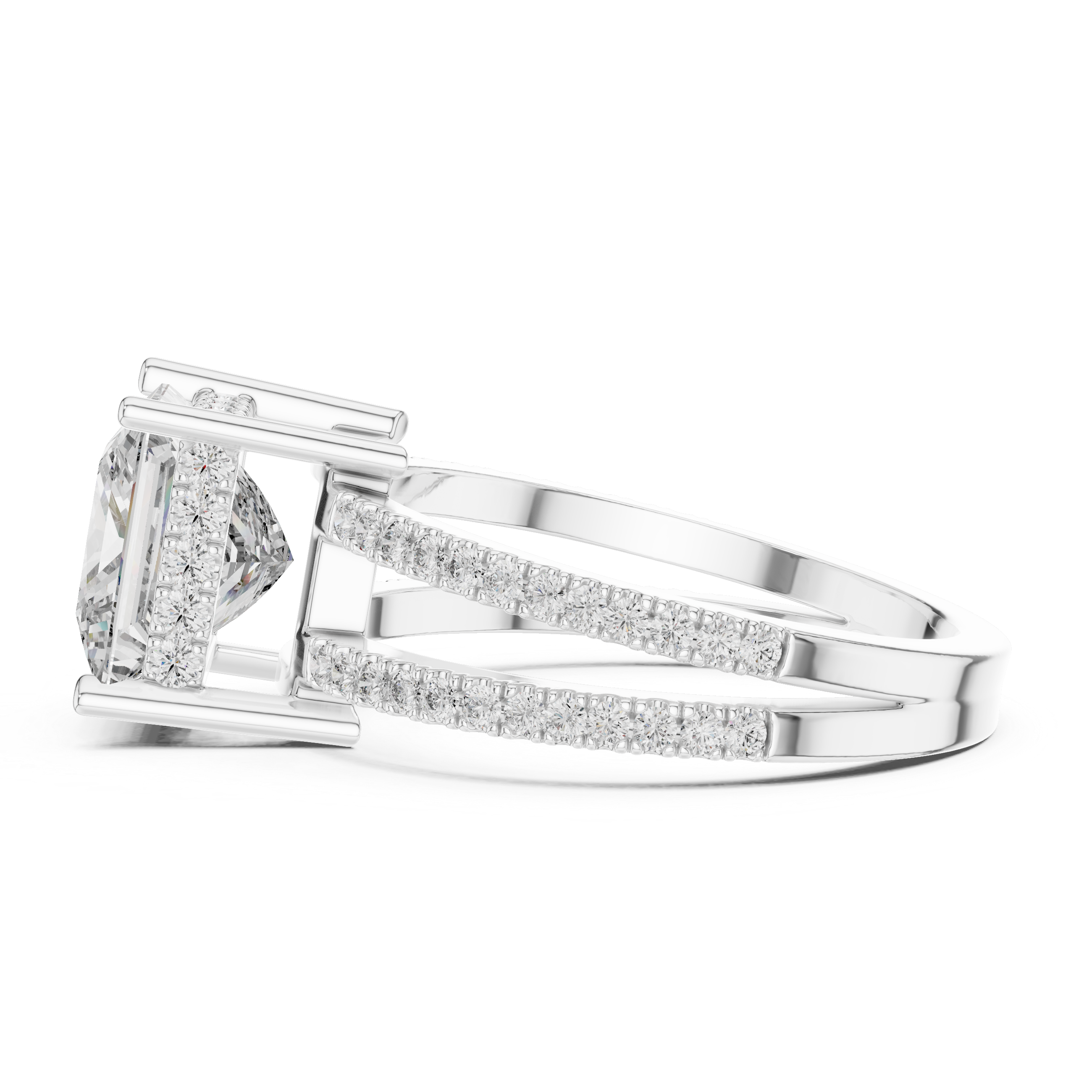 Princess Cut Lab Grown Diamond Hidden Halo Anniversary Ring