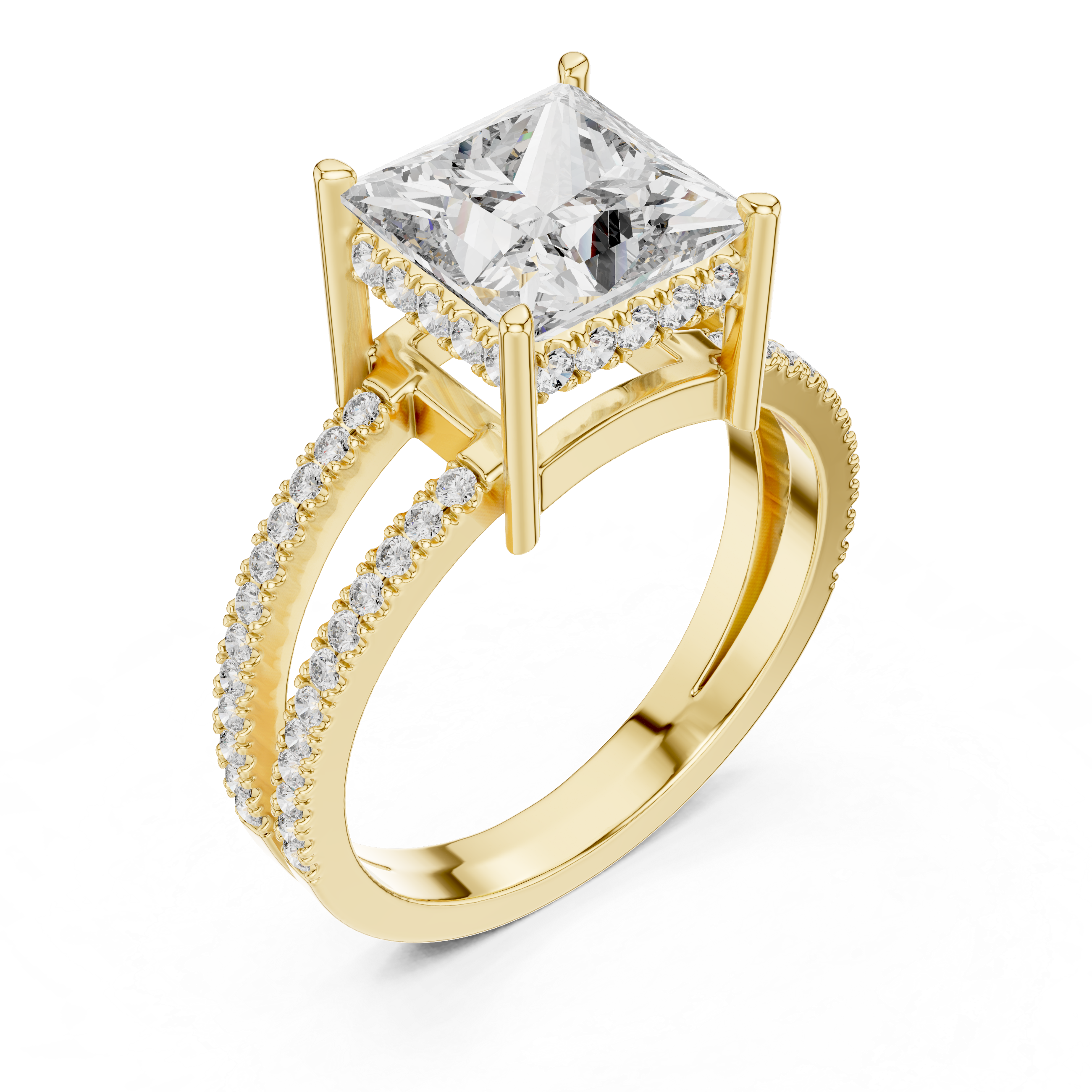 Princess Cut Lab Grown Diamond Hidden Halo Anniversary Ring