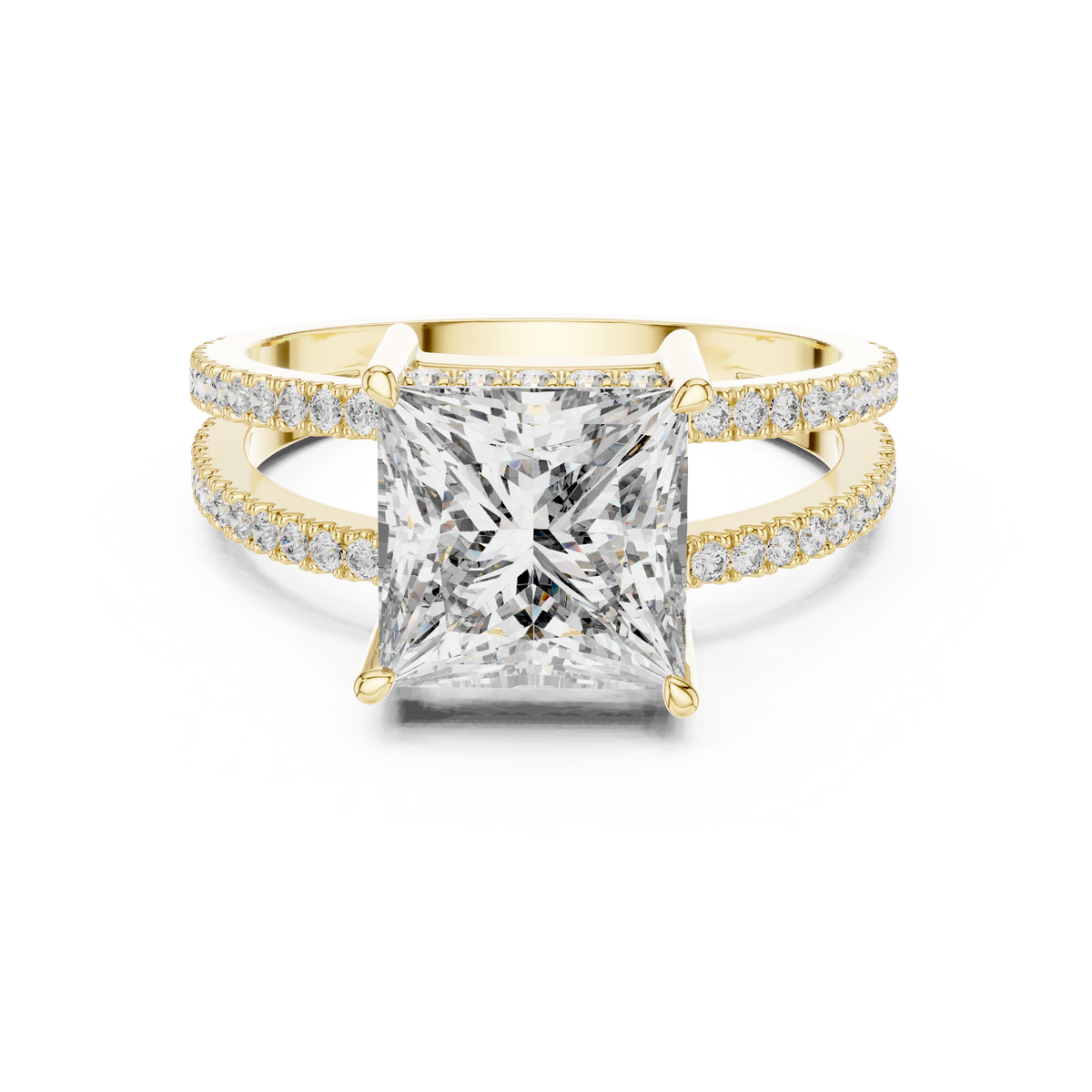 Princess Cut Lab Grown Diamond Hidden Halo Anniversary Ring