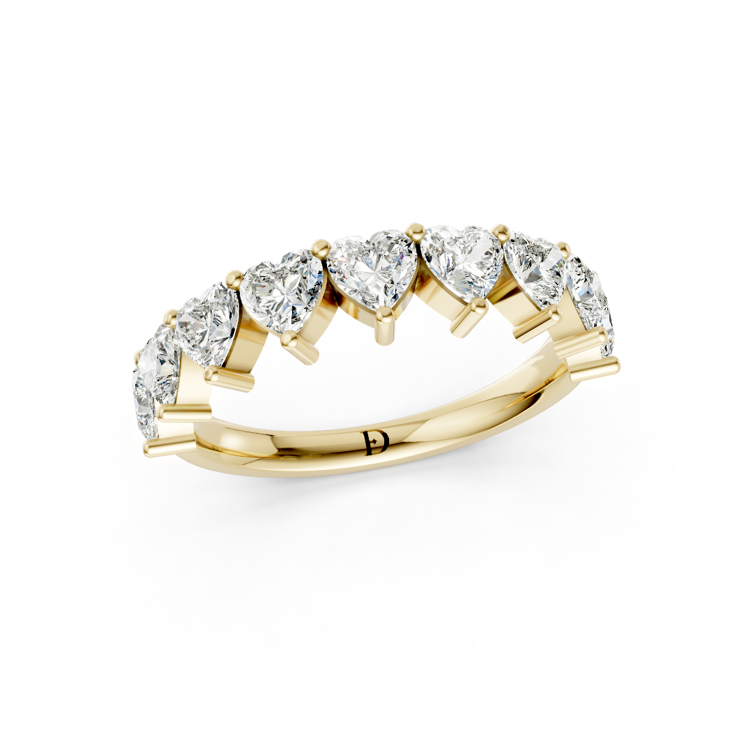 Shared Prong Heart Cut Half Eternity Band