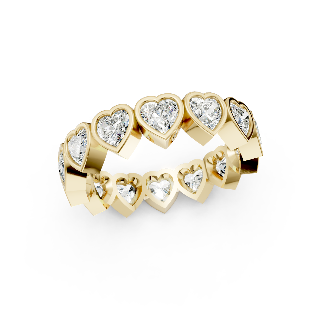 Heart Diamond Bezel Set Eternity Band