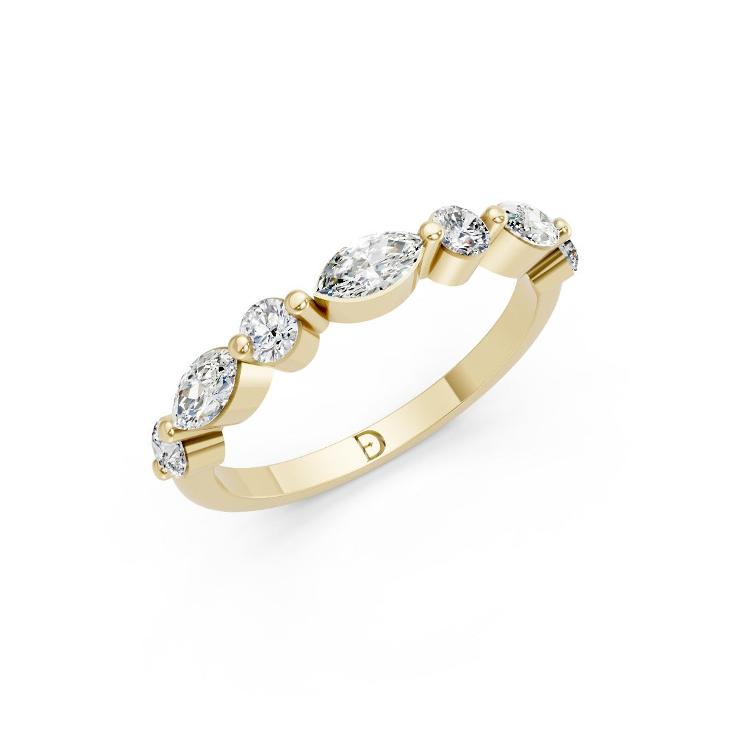 Marquise & Round Diamond Mixed Cut Wedding Band