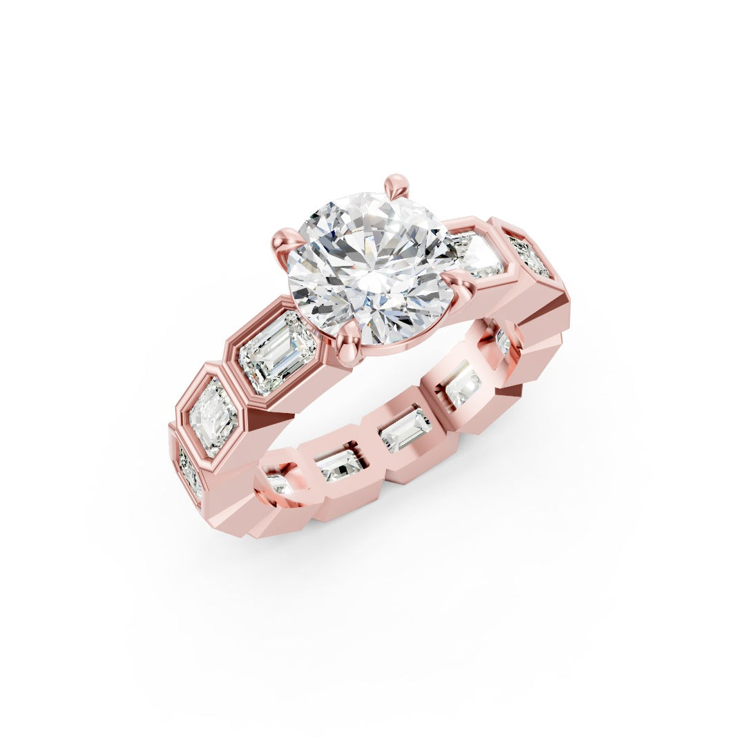 Round Cut Diamond Bezel Set Full Eternity Wedding Ring