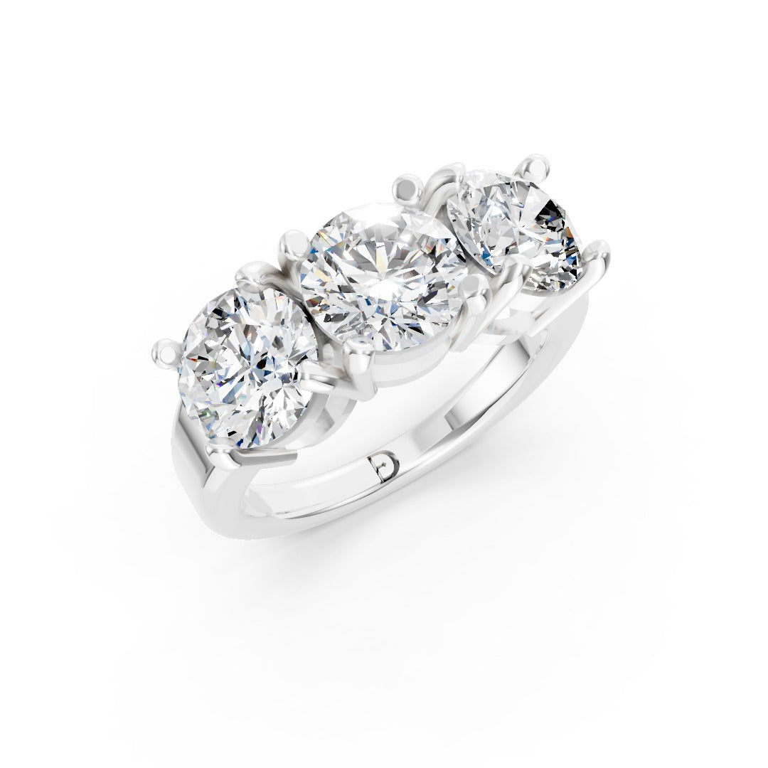 Three Stone Round Lab  Diamond Wedding Ring