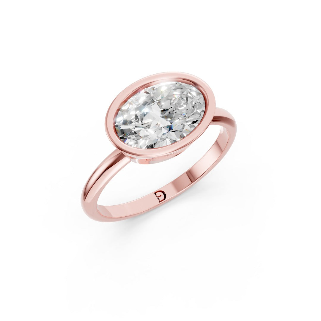 Oval Lab Grown Diamond Bezel Set Solitaire Ring