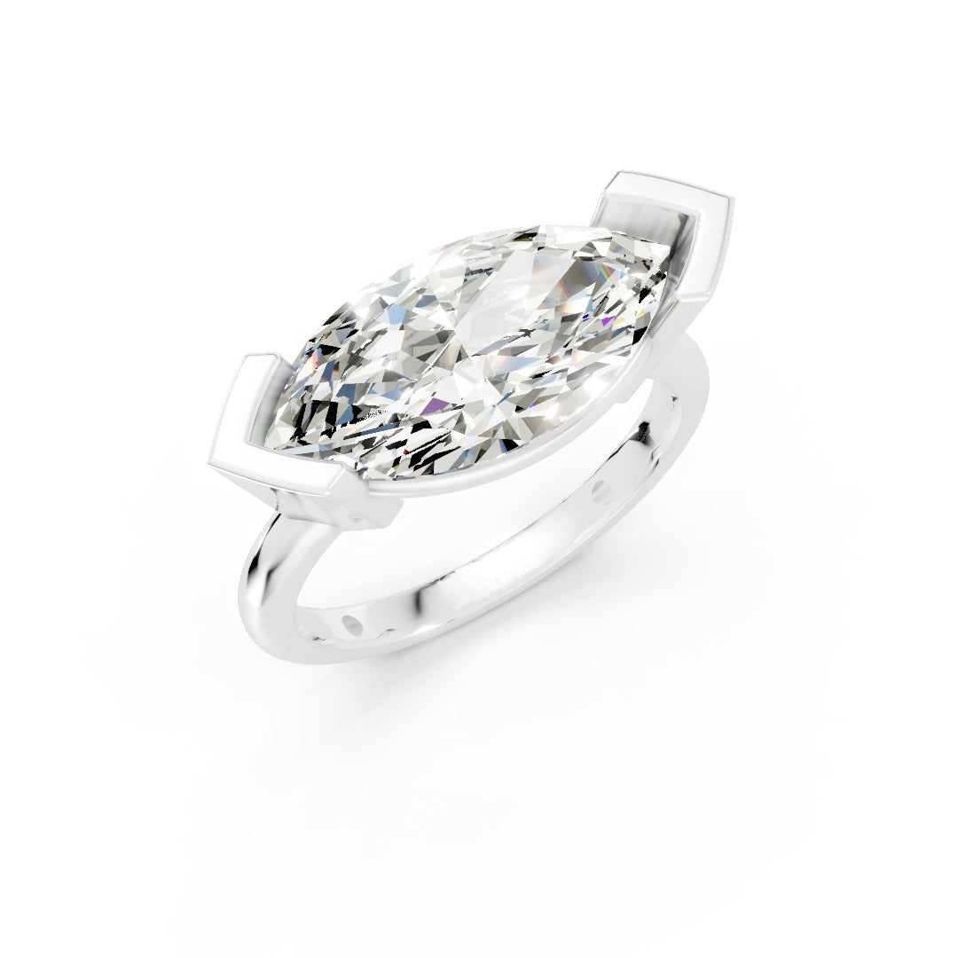 Vertical Marquise Bezel One Diamond Ring