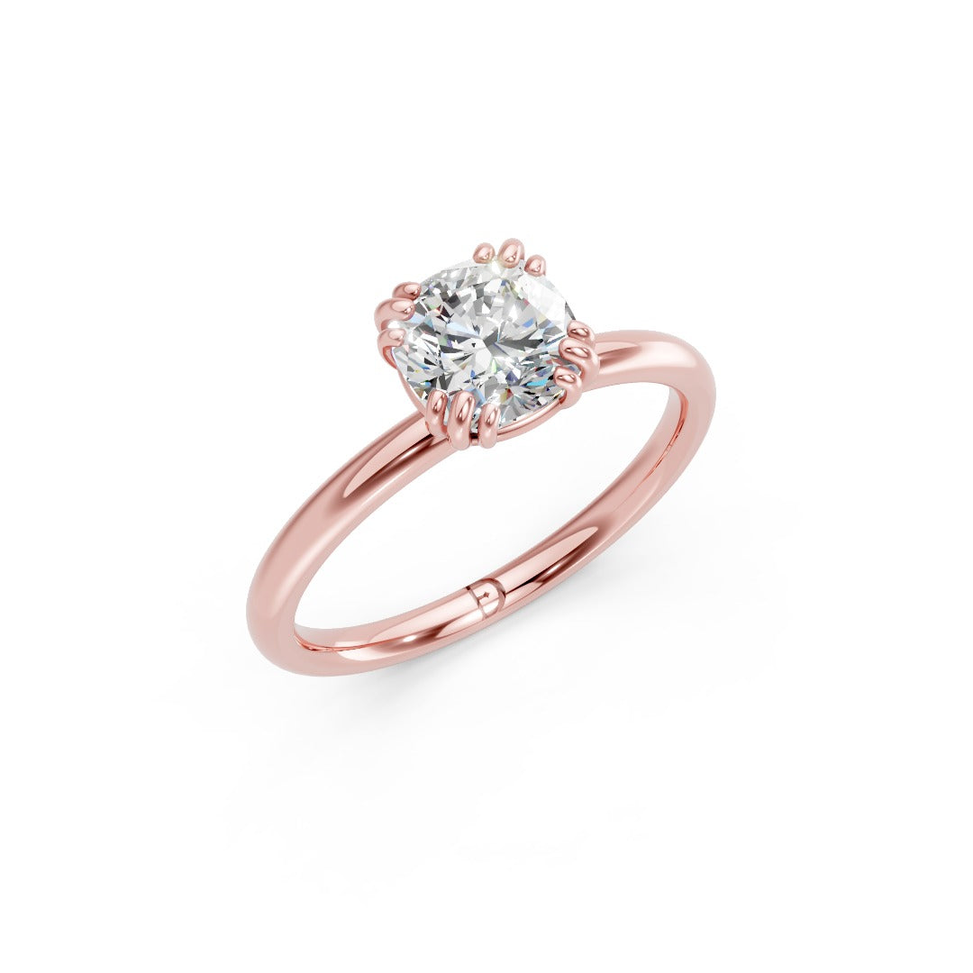 Cushion Cut Lab Grown Diamond Triple Prong Solitaire Ring