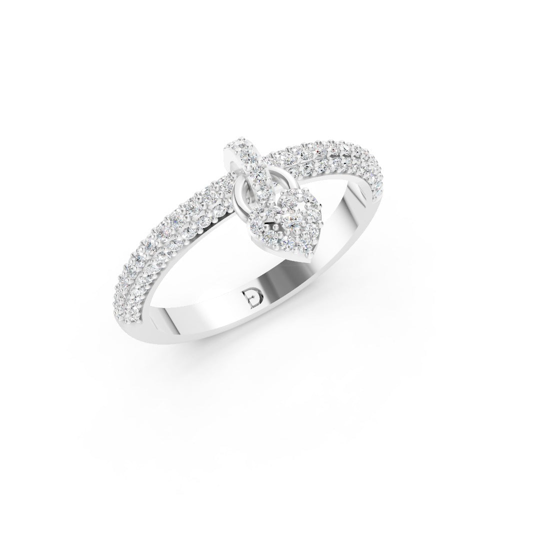 Heart-Shaped Round Diamond Multi-Row Engagement Ring