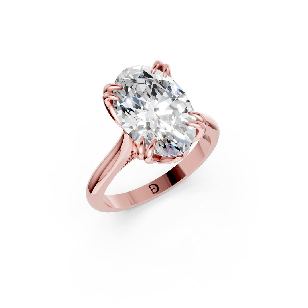 Oval Cut Lab Diamond Curved Cathedral Halo Ring