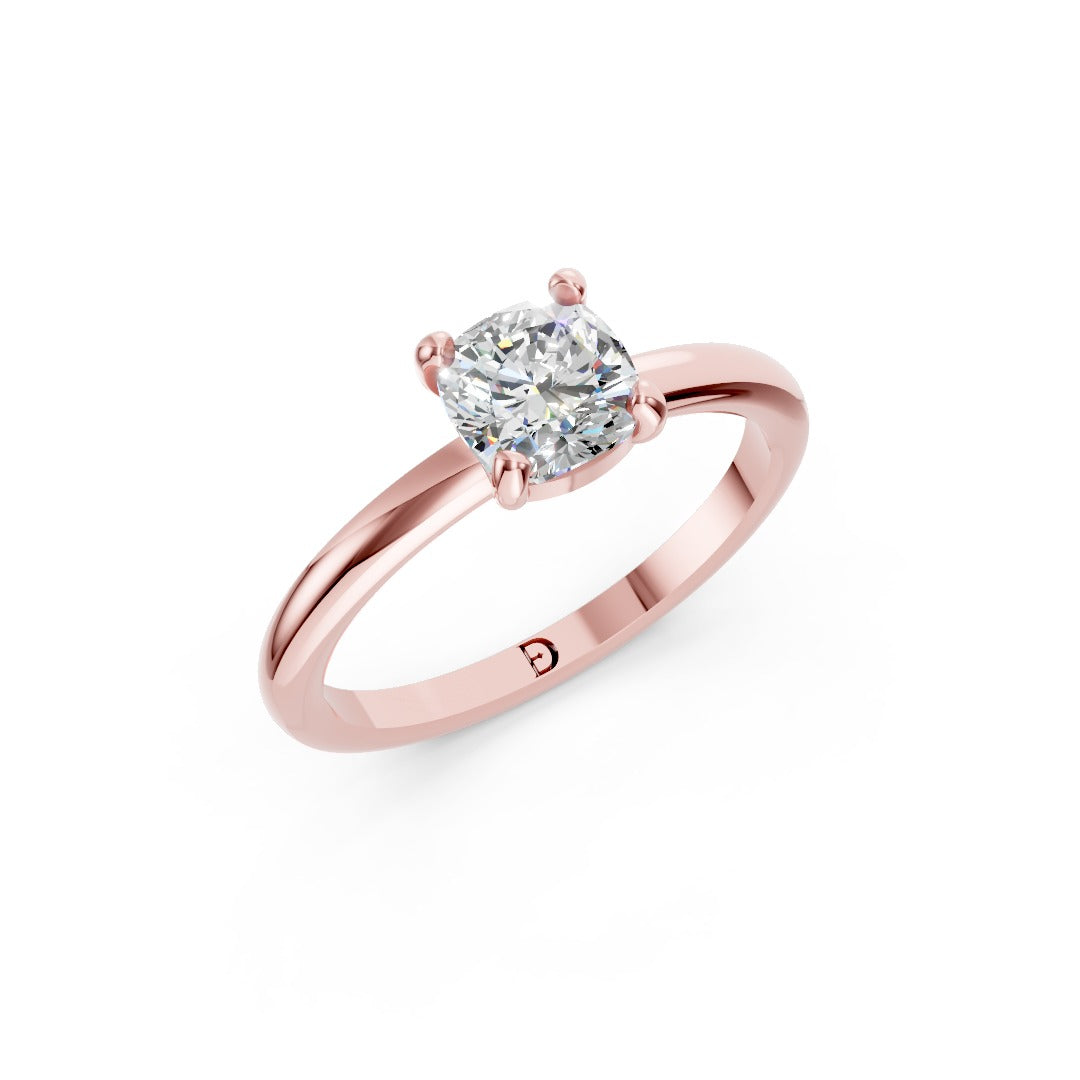 Minimalist Cushion Cut Solitaire Ring with Delicate Band