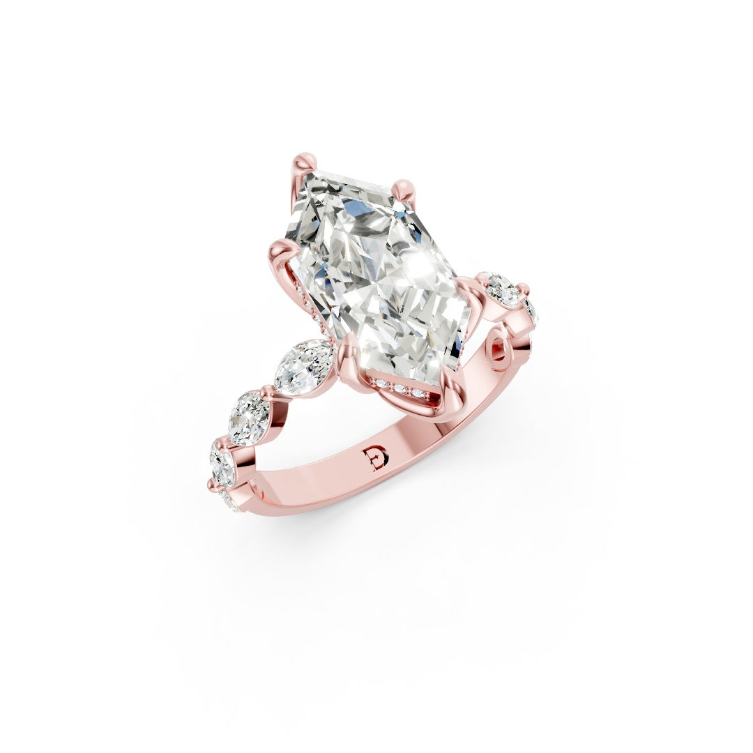 Dutch Marquise Cut Diamond Elegant Hidden Halo Ring