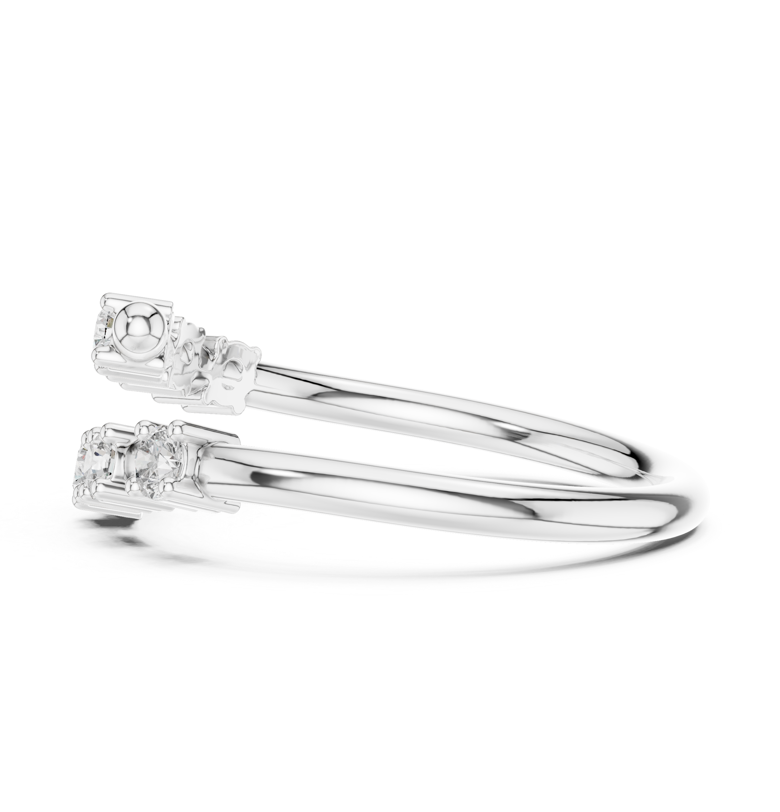 Six Stone Round Cut Diamond Open Cuff Bypass Band