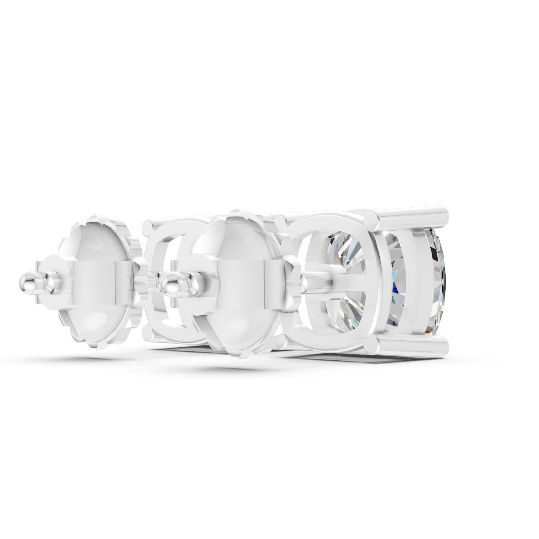 Cushion Cut Diamond Stud Earrings in Scalloped Basket Setting
