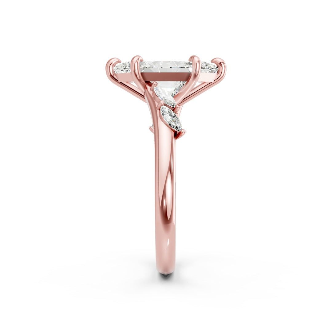 Dutch Marquise Cut Lab Grown Diamond Hidden Halo Split Shank Ring