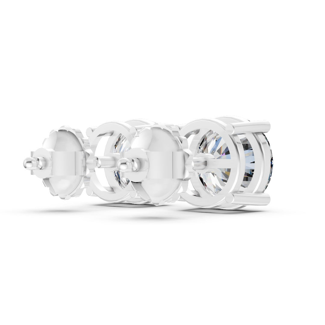 Round Cut Diamond Stud Earrings in Scalloped Basket Setting