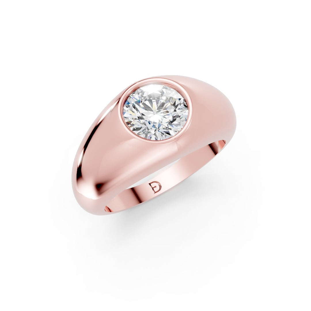 Bezel-Set Round Diamond Ring with Tapered Shank