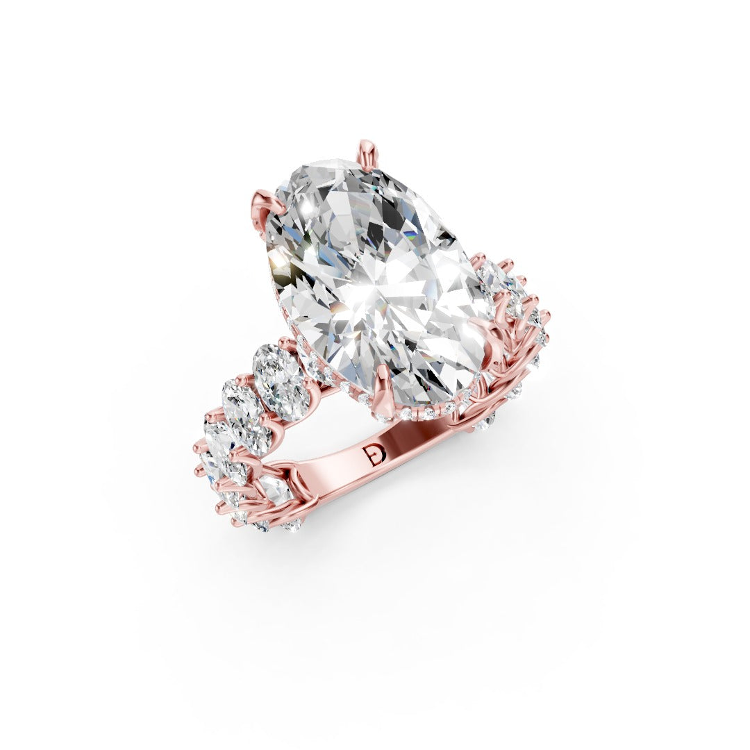 Oval Lab Grown Diamond Engagement Ring with Hidden Halo